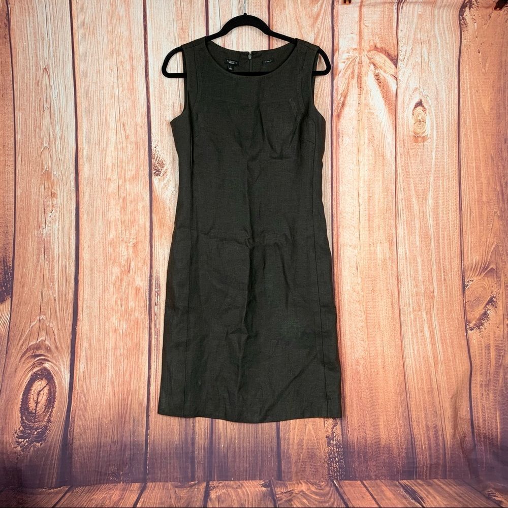 Talbots Pure Irish Linen Brown Midi Business Casual Sheath Dress 1862